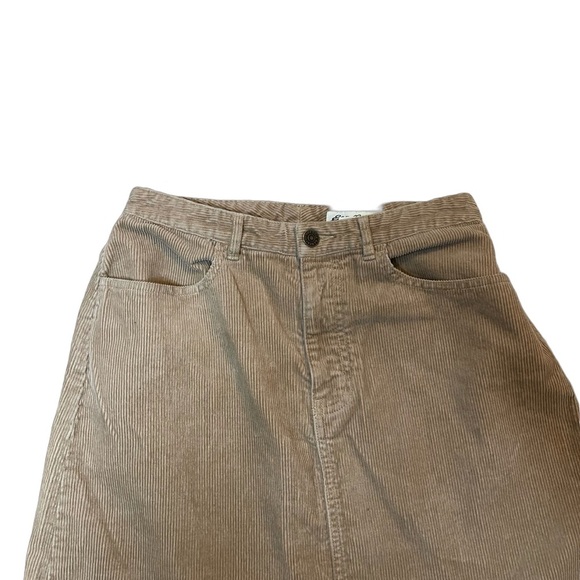 Eddie Bauer women size 4 tan midi corduroy slit front skirt belt loops pockets - Picture 6 of 9